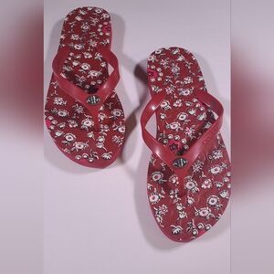 Womens Coach flip flops, Red size 8